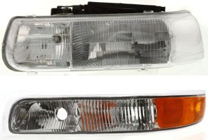 Headlight with Bulb and Parking Light Kit for Chevrolet Silverado (1999-2002)/Tahoe (2000-2006), Left (Driver) Side, 2-Piece Set, Replacement