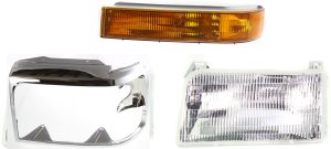 Headlight Assembly Kit for Ford F-Series/F-Super Duty 1992-1997, Left (Driver) Side, Halogen, 3-Piece Kit, Includes Headlight Door and Turn Signal Light, Replacement