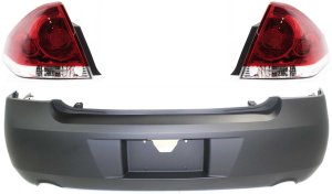 Rear Bumper Cover Kit for Chevrolet Impala 2006-2013, Impala Limited 2014-2016, 3-Piece Set with Tail Lights, Replacement