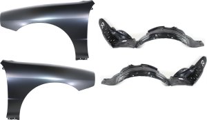 Front Fender Right (Passenger) and Left (Driver) for Acura Integra 1998-2001, 4-Piece Kit with Fender Liner, Replacement