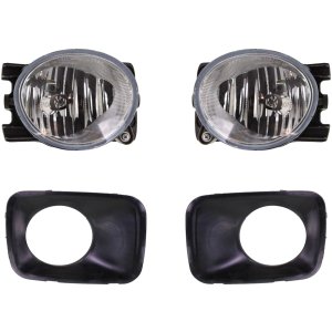 Fog Light Kit for 2009-2011 Honda Pilot, Right (Passenger) and Left (Driver), 4-Piece Set, Lens and Housing, Halogen, Includes Fog Light Trim, Replacement