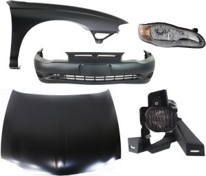 Hood Panel Kit for Chevrolet Monte Carlo 2000-2005, 5-Piece with Bumper Cover, Fender, Fog Light and Headlight Replacement
