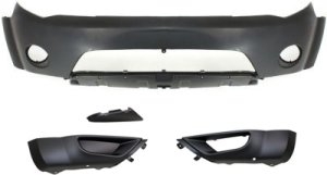 Front Bumper Cover Kit for 2007-2009 Mitsubishi Outlander, Primed (Ready to Paint), 3-Piece with Bumper Ends, Replacement