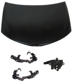 Hood Panel Kit for 2012-2014 Toyota Camry, 4-Piece Set, Type 2 Latch Assembly Without Alarm System, Includes Hood Hinges and Hood Latch, Replacement