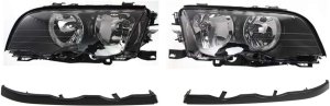 Headlight Assembly Kit for BMW 3-Series (1999-2001) Right (Passenger) and Left (Driver) Halogen 4-Piece with Headlight Fillers Replacement Fits 323i, 325i, 328i, 330i