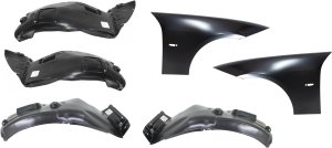 Front Fender for BMW 3-Series 2006-2012, Right (Passenger) & Left (Driver), 6-Piece Kit with Fender Liners, Replacement (Models 318i, 320i, 328i, 330i, 340i)