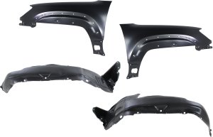 Front Fender Kit for Toyota 4Runner 2003-2005, Right (Passenger) and Left (Driver), Primed (Ready to Paint), 4-Piece with Fender Liners, Replacement