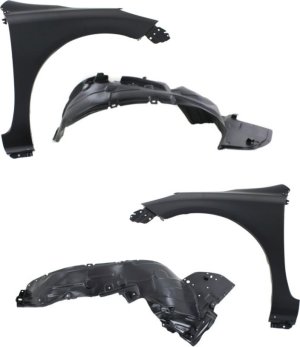 Front Fender Kit for 2012-2014 Nissan Versa, Right (Passenger) and Left (Driver), 4-Piece with Fender Liners, Replacement