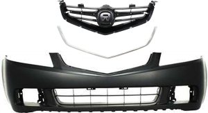 Front Bumper Cover for Acura TSX 2004-2005, 3-Piece Kit, Primed (Ready to Paint), with Grille and Grille Trim, Replacement