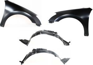 Front Fender for Nissan Maxima 2004-2008, Right (Passenger) and Left (Driver), 4-Piece Kit with Fender Liners, Replacement