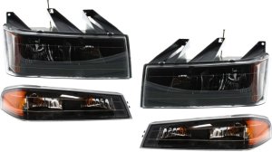 Headlight Kit for Chevrolet Canyon / Colorado 2004-2012, Right (Passenger) and Left (Driver) with Bulbs, 4-Piece, Including Corner Lights, Replacement