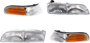 Corner Light for Ford Crown Victoria 1992-1997, Right (Passenger) and Left (Driver), 4-Piece Kit with Headlights, Replacement