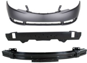 Front Bumper Cover for KIA Forte 2010-2013, 3-Piece Kit with Bumper Absorber and Bumper Reinforcement, Replacement