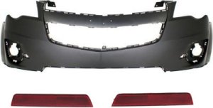 Front and Rear Bumper Cover for 2010-2015 Chevrolet Equinox, Primed (Ready to Paint), 3-Piece Kit with Bumper Reflectors, Replacement