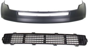 Front Bumper Cover Kit for Ford Edge 2007-2010, Upper, Primed (Ready to Paint), 2-Piece with Bumper Grille, Replacement