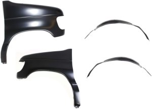 Front Fender Kit for Ford E-150 (2003-2007) and E-350 Super Duty (1999-2007), Includes Right (Passenger) and Left (Driver) Fenders, 4-Piece Kit with Fender Liners, Replacement