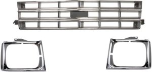 3-Piece Grille Kit with Headlight Doors for 1987-1990 Chevrolet Blazer, 1982-1990 S10, 1983-1990 S10 Blazer - Replacement