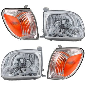 Headlight Assembly Kit for 2005-2006 Toyota Tundra, Includes Right (Passenger) and Left (Driver) Sides, 4-Piece Halogen Lights with Turn Signal Lights, Replacement