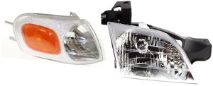 Headlight with Bulb and Corner Light for Chevrolet Venture 1997-2005, Right (Passenger), 2-Piece kit, Replacement