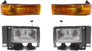 Headlight Assembly Kit for 1989-1992 Ford Ranger / 1991-1994 Explorer, Right (Passenger) and Left (Driver), Halogen, 4-Piece, with Turn Signal Lights, Replacement