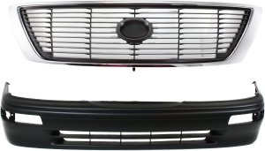 Front Bumper Cover for Toyota Avalon 1995-1997, Primed (Ready to Paint), 2-Piece Kit with Grille, Replacement