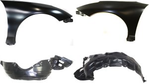 Front Fender Kit for Toyota Celica 2000-2005, Right (Passenger) and Left (Driver), 4-Piece Set with Fender Liners, Replacement