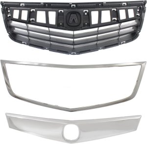 3-Piece Grille Kit for Acura TSX 4-Door Sedan (2011-2014) with Grille Trims - Replacement Part for Sedan