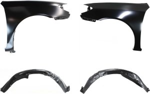 Front Fender for Toyota Camry 2002-2006 Right (Passenger) and Left (Driver), 4-Piece Kit with Fender Liner, Replacement