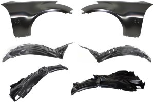 Front Fender Kit for 2003-2005 Nissan 350Z, Includes Right (Passenger) and Left (Driver) Fenders, 6-Piece Set with Fender Liners, Replacement