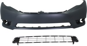 Front Bumper Cover for 2011-2012 Toyota Avalon, 2-Piece Kit with Bumper Grille, Replacement