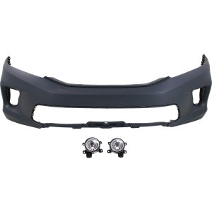 Front Bumper Cover Kit for Honda Accord 2013-2015, 3-Piece, Primed (Ready to Paint), with Fog Lights, Coupe - Replacement