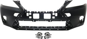 Front Bumper Cover Kit for 2014 Lexus CT200H, Primed (Ready to Paint), 3-Piece with Fog Lights, Replacement