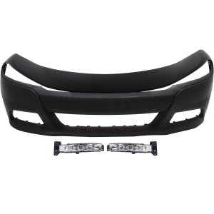 Front Bumper Cover for 2015-2022 Dodge Charger, 3-Piece Kit with Fog Lights, Replacement