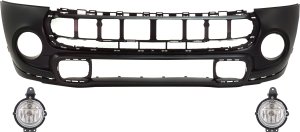 Front Bumper Cover for 2014-2015 MINI COOPER, Primed (Ready to Paint), 3-Piece Kit, with Fog Lights, Replacement