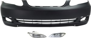 Front Bumper Cover for Toyota Corolla 2005-2008, Primed (Ready to Paint), 3-Piece Kit, Includes Fog Lights, Replacement