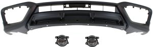 Front Bumper Cover for Honda Crosstour 2013-2015, Lower 3-Piece Kit, Primed (Ready to Paint), with Fog Lights Replacement