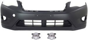 Front Bumper Cover Kit for Subaru XV Crosstrek (2013-2015), Primed (Ready to Paint), 3-Piece Kit - Includes Fog Lights, Replacement