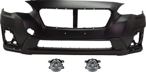 Front Bumper Cover for Subaru Crosstrek 2018-2019, Primed (Ready to Paint), 3-Piece Kit, Includes Fog Lights, Replacement