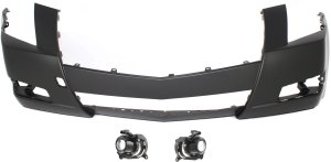 Front Bumper Cover for 2008-2014 Cadillac CTS, Primed (Ready to Paint), 3-Piece Kit with Fog Lights, Replacement