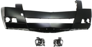 Front Bumper Cover Kit for Cadillac CTS 2008-2014, Primed (Ready to Paint), 3-Piece Set, Includes Fog Lights, Replacement