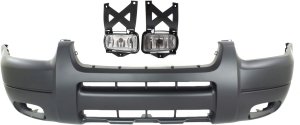 Front Bumper Cover for 2002-2004 Ford Escape, Primed (Ready to Paint), 3-Piece Kit with Fog Lights, Replacement