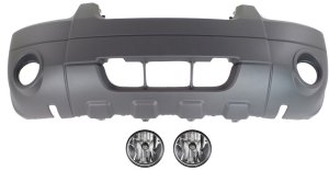 Front Bumper Cover for Ford Escape 2007, 3-Piece Kit with Fog Lights, Replacement