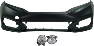 Front Bumper Cover for Honda Fit 2018-2020, 3-Piece Kit, Primed (Ready to Paint) with Fog Lights, Replacement