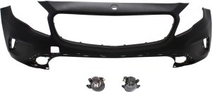 Front Bumper Cover for Mercedes-Benz GLA250 2015-2017, 3-Piece Kit, Primed (Ready to Paint), with Fog Lights, Replacement