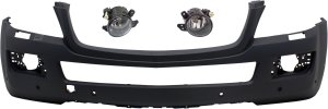Front Bumper Cover for MERCEDES-BENZ GL-CLASS 2007-2009, 3-Piece Kit, Primed (Ready to Paint), with Fog Lights, Replacement