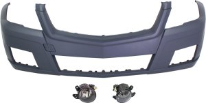 Front Bumper Cover for 2010-2012 Mercedes-Benz GLK350, Primed (Ready to Paint), 3-Piece Kit with Fog Lights, Replacement