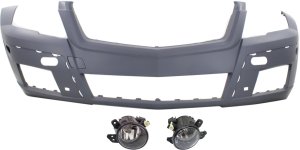 Front Bumper Cover for Mercedes-Benz GLK350 2010-2012, Primed (Ready to Paint), 3-Piece Kit, with Fog Lights, Replacement