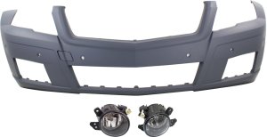 Front Bumper Cover for Mercedes-Benz GLK350 (2010-2012), Primed (Ready to Paint), 3-Piece Kit with Fog Lights, Replacement