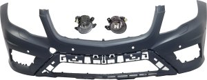 Front Bumper Cover Kit for 2013-2015 Mercedes-Benz GLK250/GLK350, Primed (Ready to Paint), 3-Piece with Fog Lights, Replacement