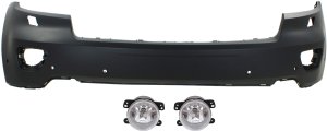 Front Bumper Cover for Jeep Grand Cherokee 2011-2013, Upper 3-Piece Kit, Includes Fog Lights, Replacement